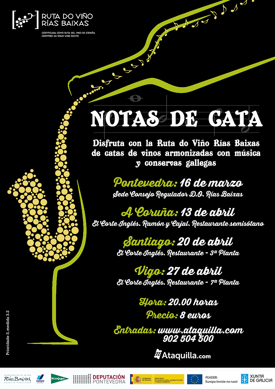 Las ‘Notas de Cata’ inauguran la programación anual de la Ruta do Viño Rías Baixas con degustación de vinos, conservas gallegas y música